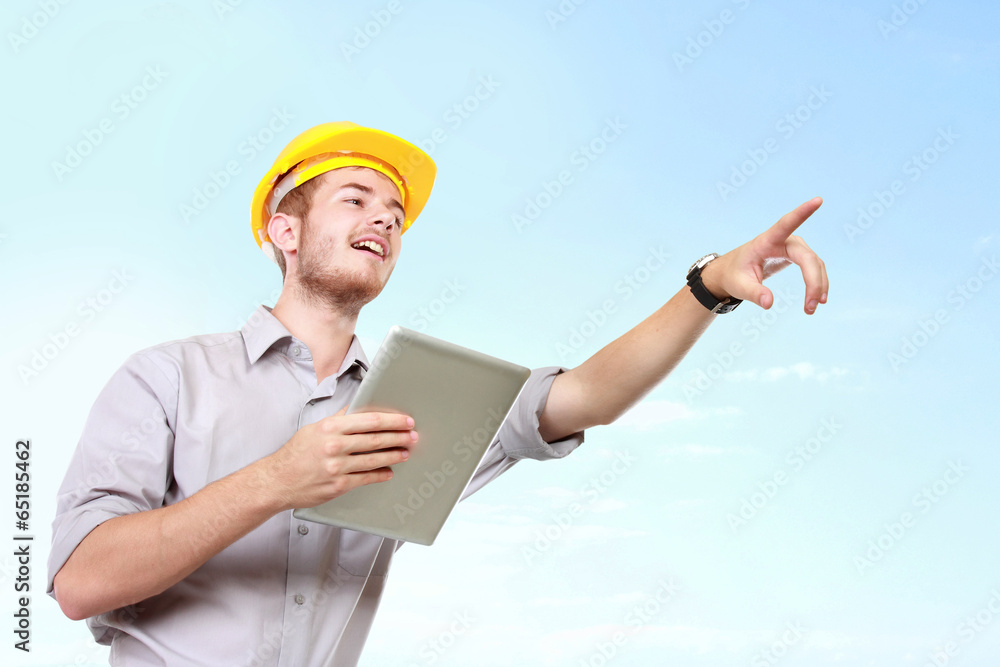 foreman on building site giving the instruction to his worker foreman on building site giving the instruction to his worker