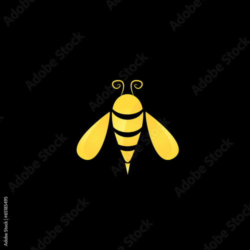 vector golden bee icon on black background