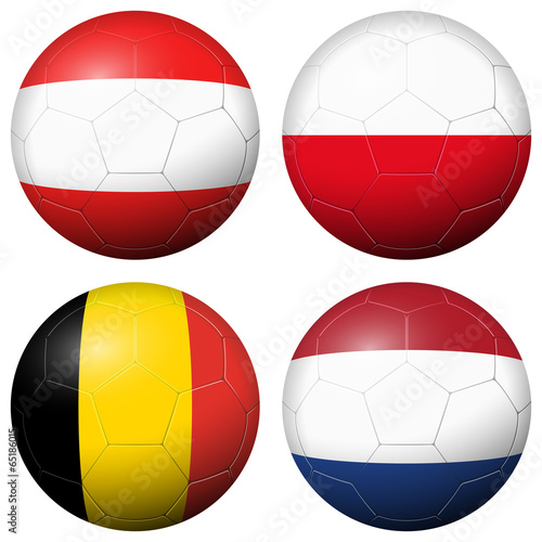 collection of soccer footballs - country flags