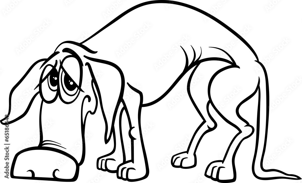 Obraz premium sad homeless dog coloring page
