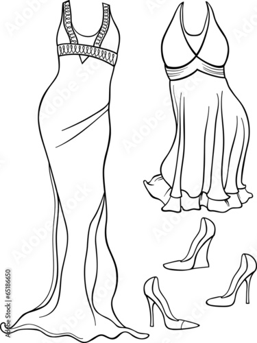 women clothes set coloring page