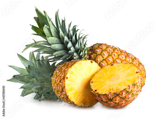 ripe pineapples isolated on white