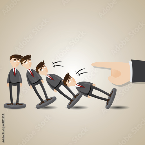 cartoon domino businessman figure fall down