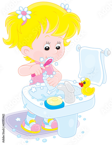 Child brushing teeth