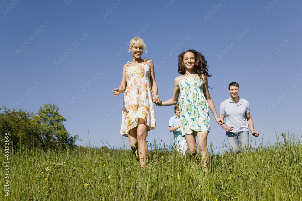Naklejka premium Deutschland,Baden Württemberg,Tübingen,Familie,die durch Wiese