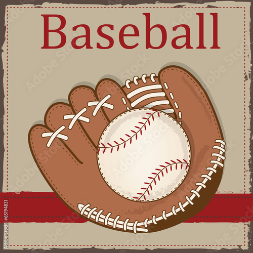vintage baseball and baseball glove or mitt