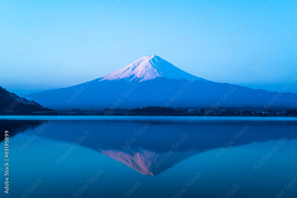 inverted image of Mt  Fuji, View from lake Kawaguchi