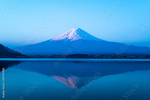 inverted image of Mt Fuji, View from lake Kawaguchi