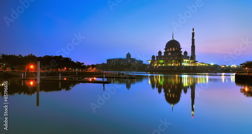 Landscape of mosque reflection in Putrajaya, Malaysia