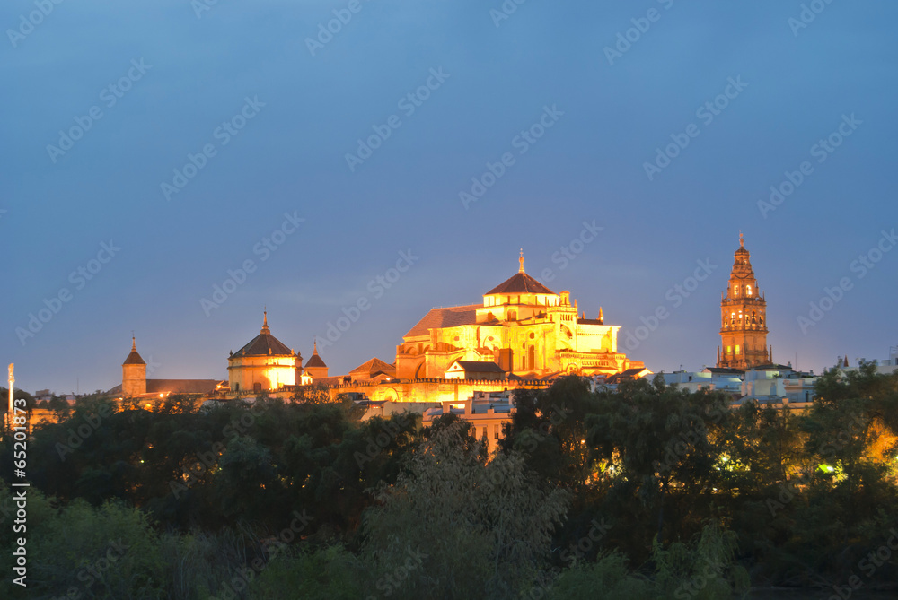 Mezquita Cathedral in Cordoba at night, Andalusia, Spain.