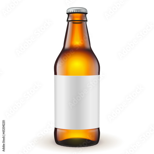 Short Glass Beer Brown Bottle With Label