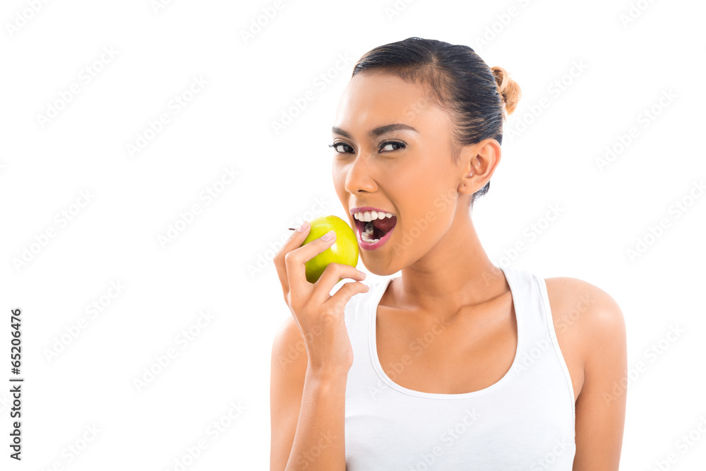 Asian woman eating and living healthy Asian woman eating and living healthy