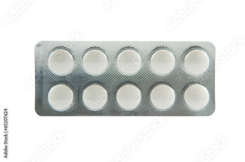White medicine tablet blister pack