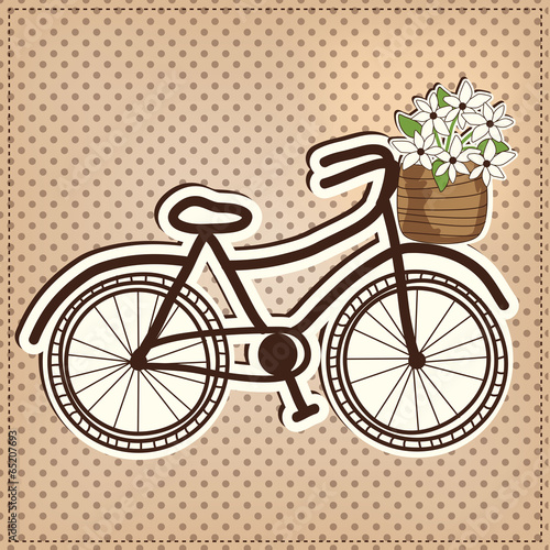 retro or vintage bicycle with a basket full of flowers