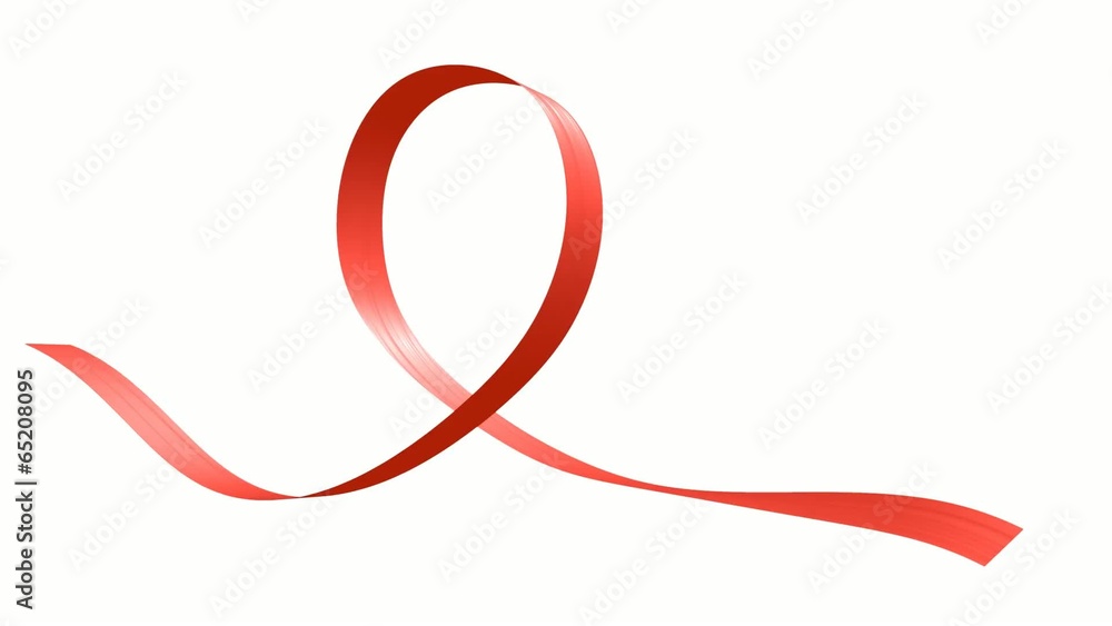 Red ribbon in the shape of loop Red ribbon in the shape of loop