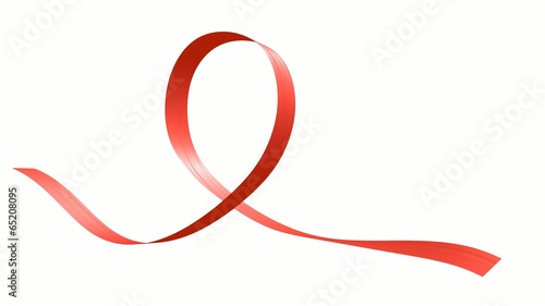 Red ribbon in the shape of loop