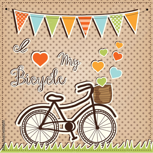 Retro or vintage bicycle with hearts photo