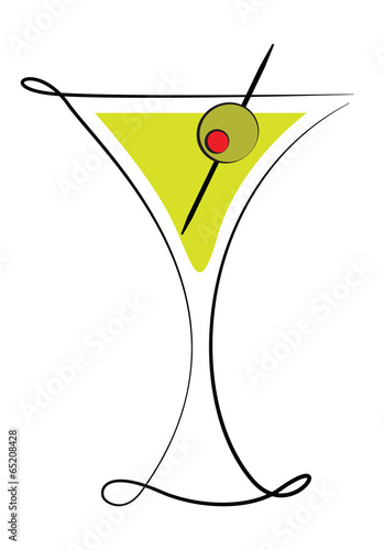 Martini Glass with Olive
