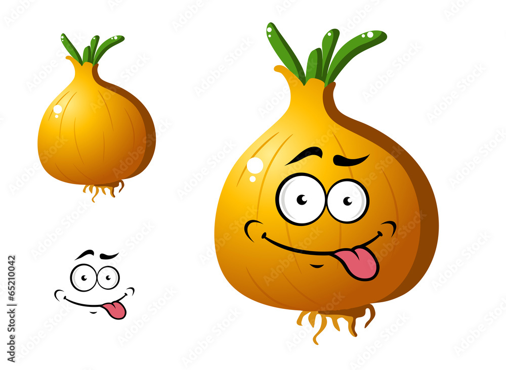 Obraz premium Cartoon golden onion vegetable