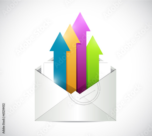 white envelope and color arrows illustration