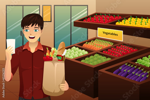 Man shopping at the grocery