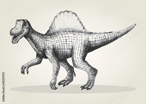Sketch illustration of a spinosaurus