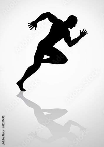 Silhouette illustration of a muscular male figure off to a fast