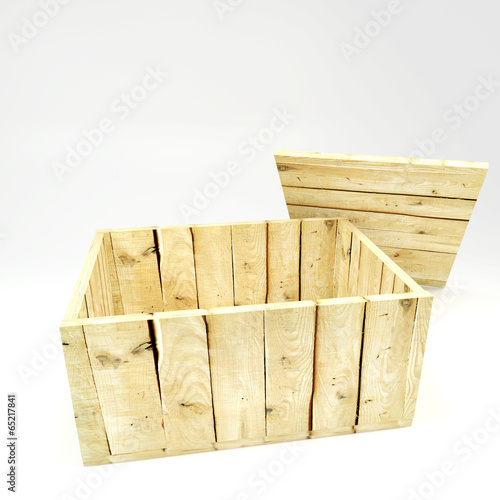 open wooden crate