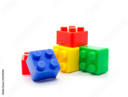 blocks Plastic building blocks on white background