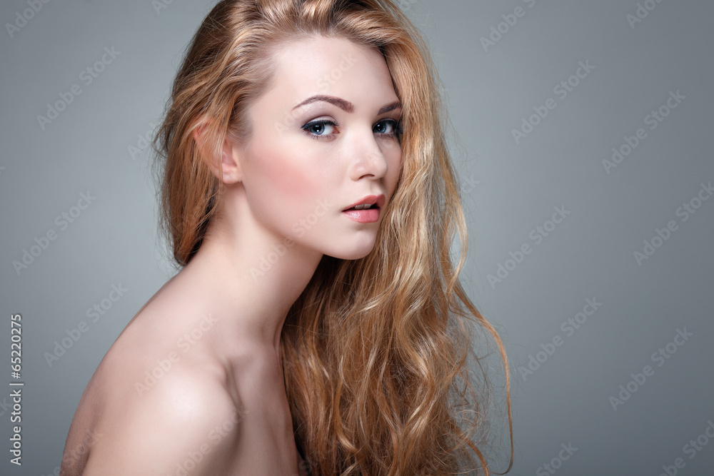 Beautiful girl, isolated on a light - grey, emotions, cosmetics Beautiful girl, isolated on a light - grey, emotions, cosmetics