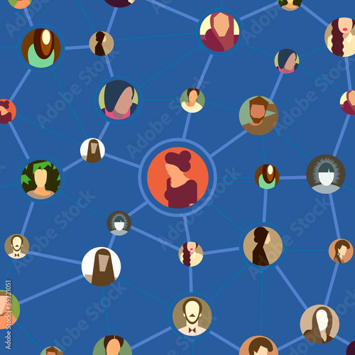 Seamless pattern, various avatar faces in social network