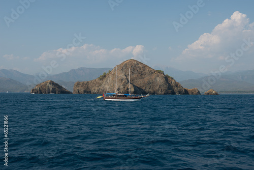 Seascape of Fethiye bay islands, Turkey.