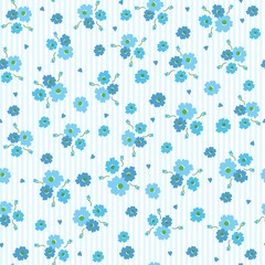 Fototapete Kleine Blumenmuster Kleine blaue Blüten nahtloses Muster  © anitty