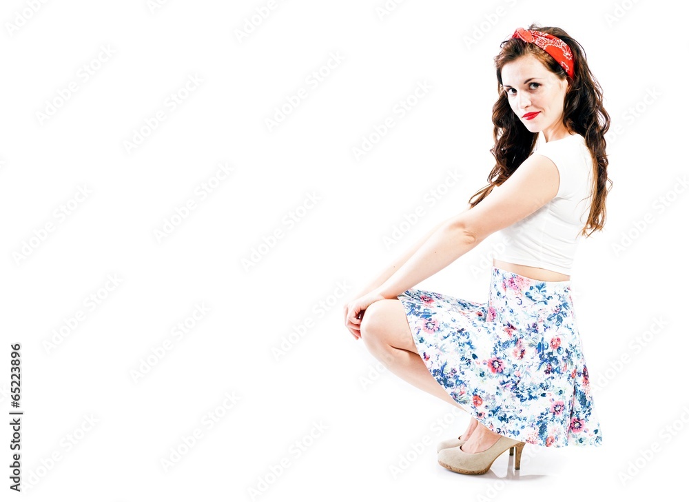 Pin up girl style, young woman posing Pin up girl style, young woman posing