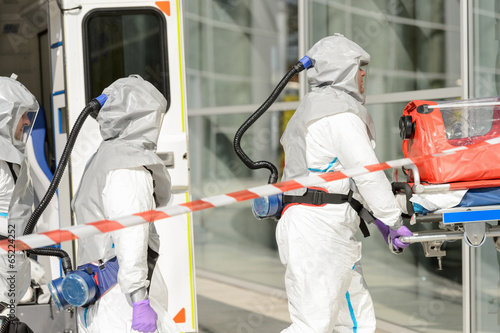 Hazardous material medical team entering building