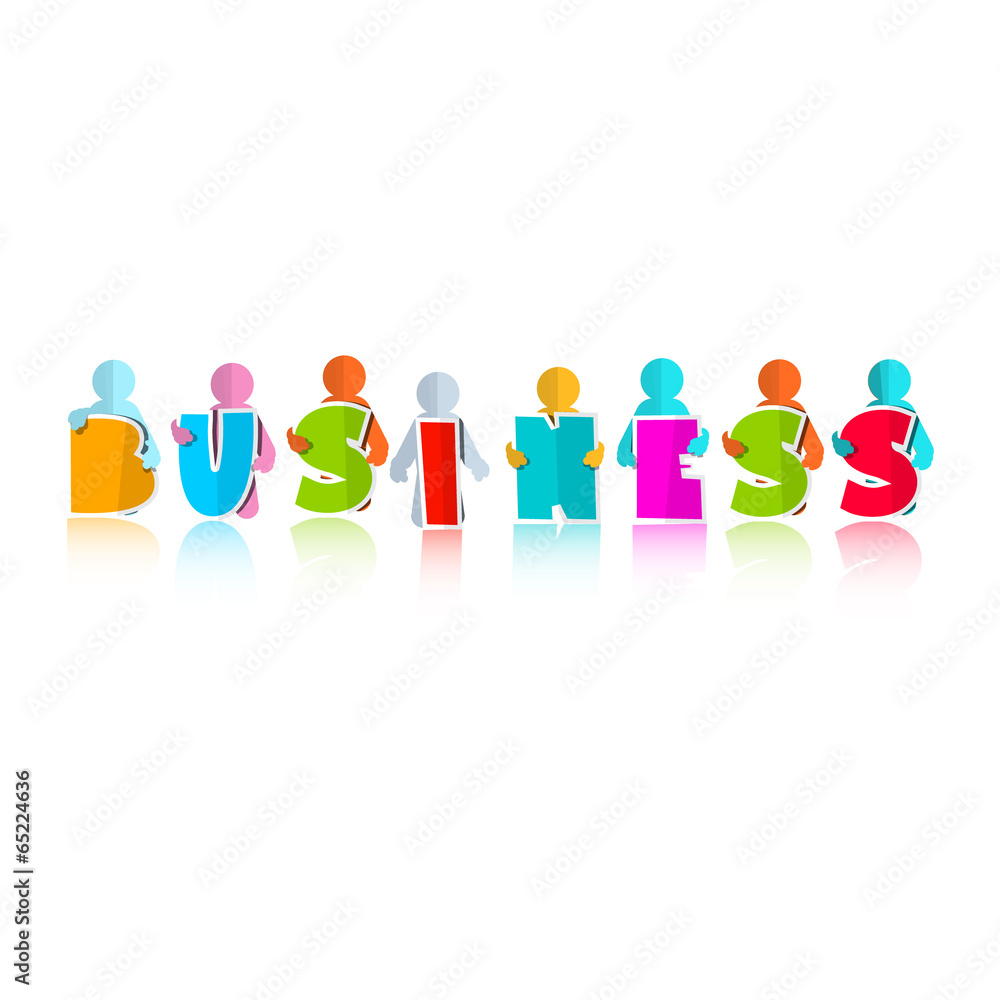 Business Colorful Title with Paper People