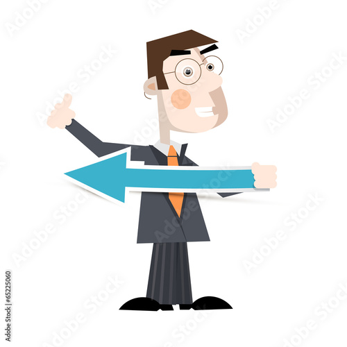 Business Man Holding Paper Arrow Vector Illustration