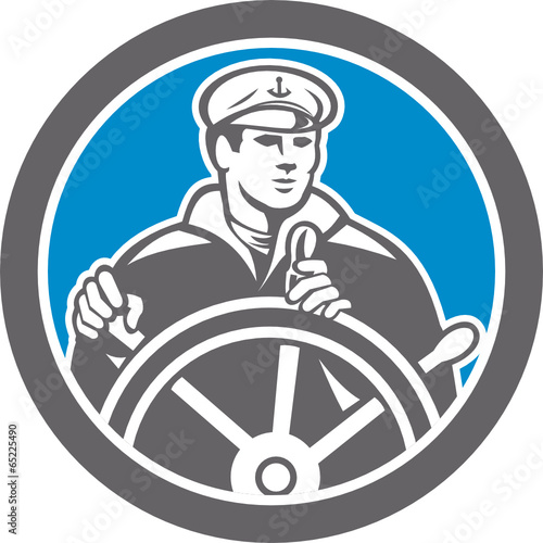 Fisherman Sea Captain Circle Retro