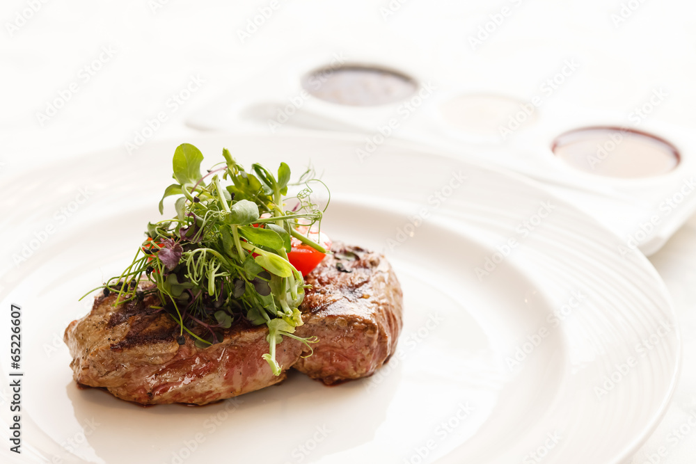 grilled steak with herbs