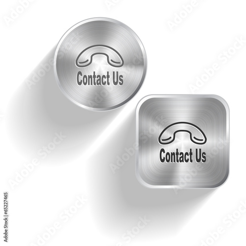 Contact us. Vector set steel buttons