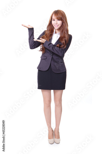 business woman showing something