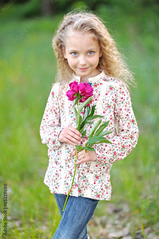 portrait of little girl outdoors in summer portrait of little girl outdoors in summer