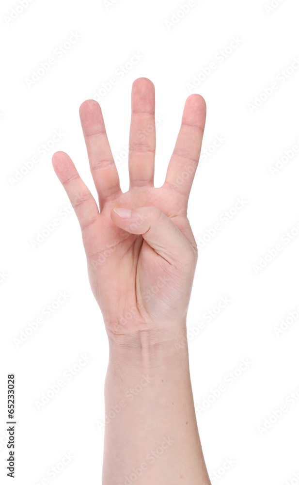 Four fingers. Man's hand. Four fingers. Man's hand.