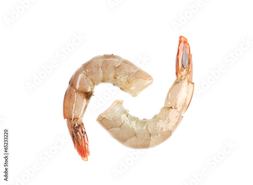 Raw shrimps close up.