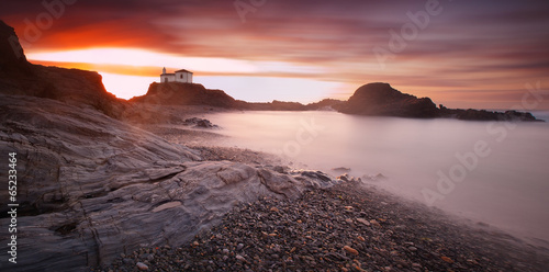 Panoramic seascape of Virxe do Porto chapel