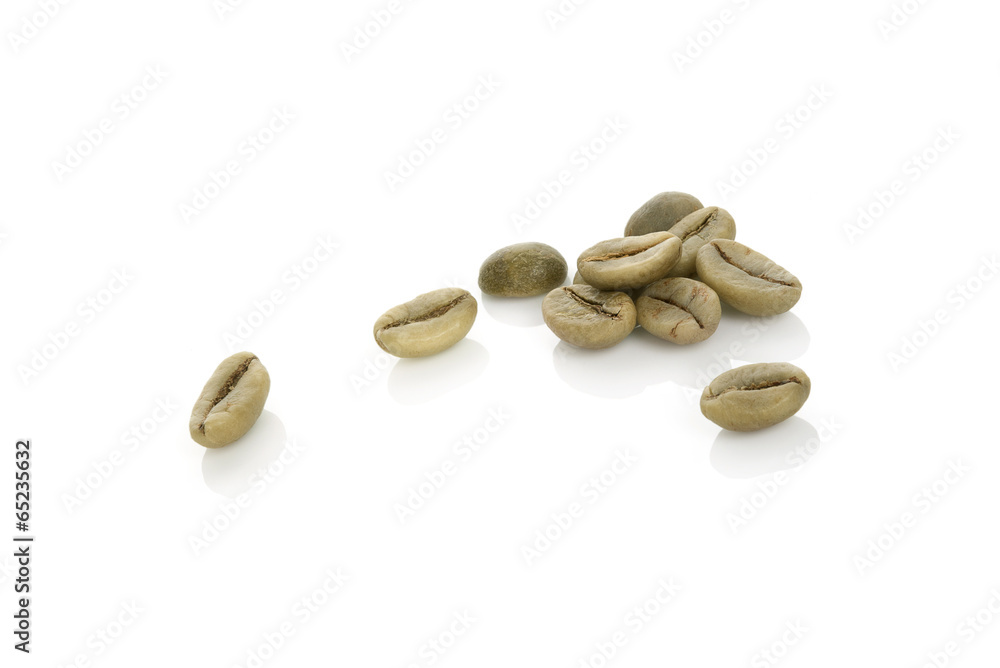 Green coffee beans. Green coffee beans.