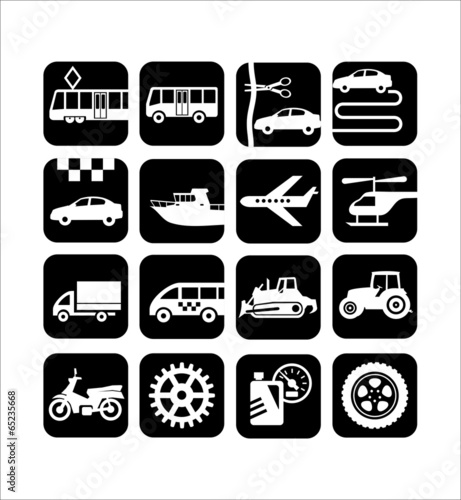 Транспорт и техника, иконки, Transport and technical equipment