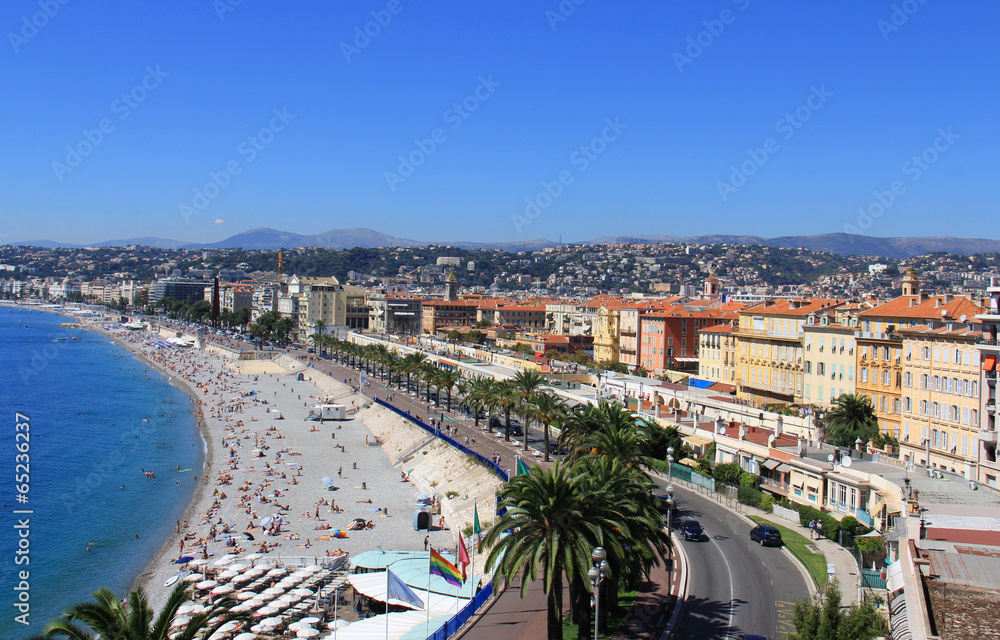 Plage de Nice, promenade des anglais (France, côte d'Azur)