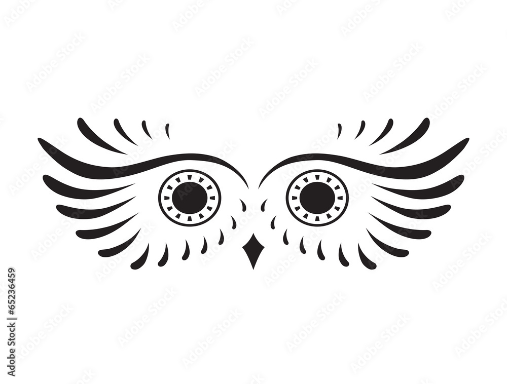 Fototapeta premium Black abstract silhouette of owl