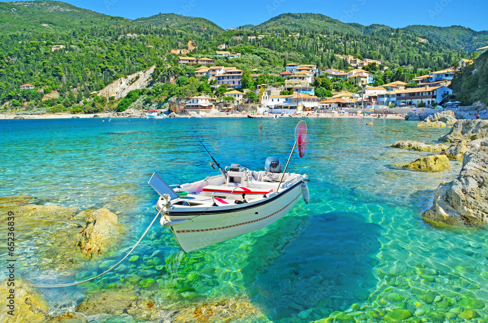 Greece - Lefkas - Agios Nikitas - transparency - boat